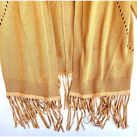 New York & Company Women's Cardigan Sweater Fringe Open Front Long Sleeve XS - Picture 3 of 6